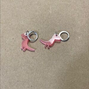 Pink Dinosaur Shaped Earrings